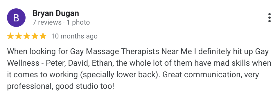 google biz review for gay massage in los angeles